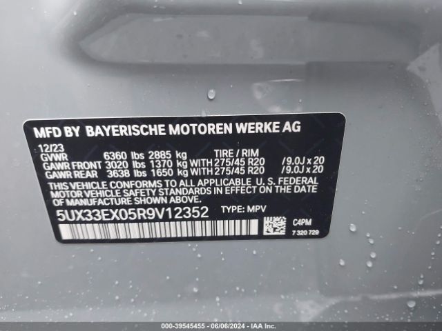5UX33EX05R9V12352 BMW X6 Xdrive40i
