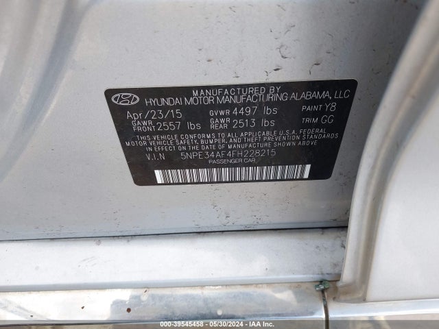 Hyundai Sonata Sport 2015 5NPE34AF4FH228215 Image 9