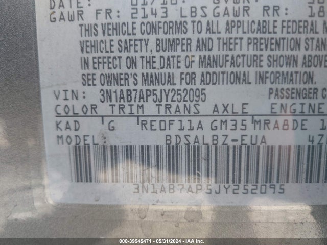 Nissan SENTRA S 2018 3N1AB7AP5JY252095 Image 9