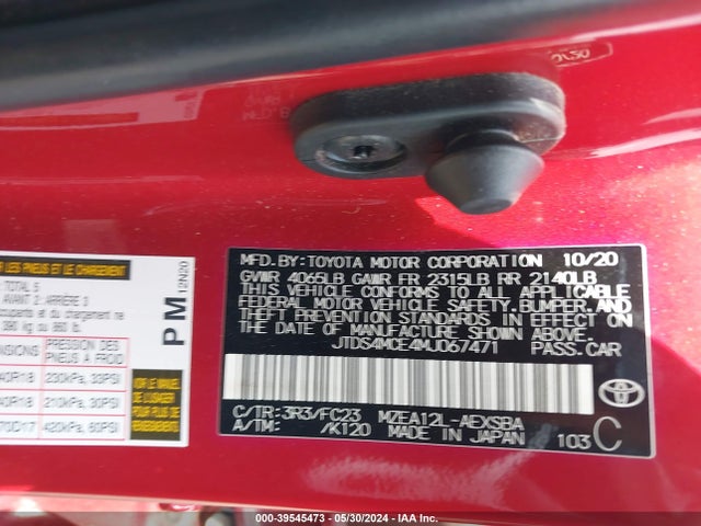Toyota COROLLA SE 2021 JTDS4MCE4MJ067471 Image 9