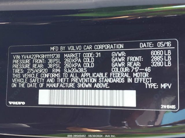 YV4A22PK8H1111738 Volvo Xc90 T6 Momentum