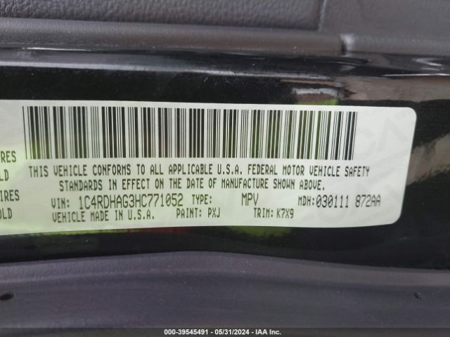 1C4RDHAG3HC771052 Dodge Durango Sxt Rwd