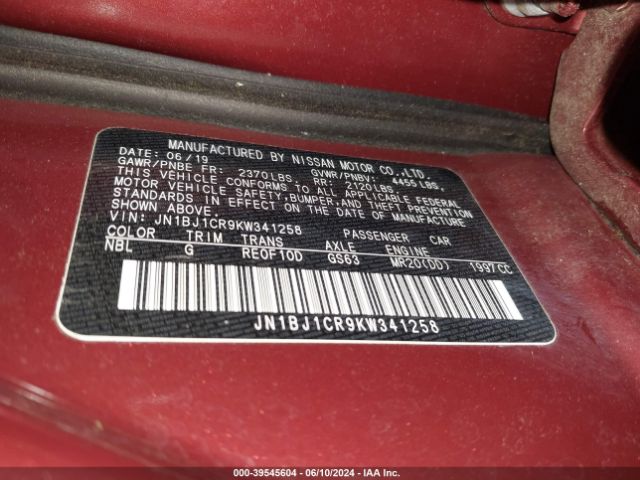 JN1BJ1CR9KW341258 Nissan Rogue Sport Sv
