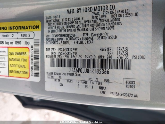 Ford Fusion Hybrid Se 2014 3FA6P0LU8ER185366 Image 9