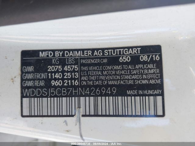 WDDSJ5CB7HN426949 Mercedes-Benz Amg Cla 45 4matic