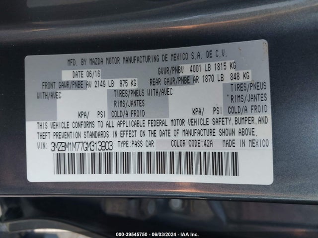 Mazda Mazda3 I Touring 2016 3MZBM1M77GM313903 Image 9