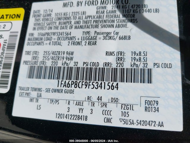 Ford Mustang Gt Premium 2015 1FA6P8CF9F5341564 Image 9