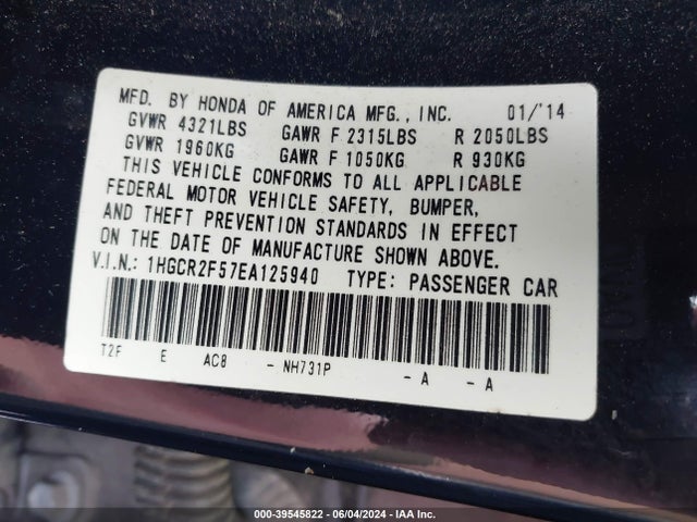 Honda Accord Sport 2014 1HGCR2F57EA125940 Image 9