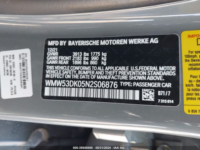 WMW53DK05N2S06876 Mini Hardtop Cooper S
