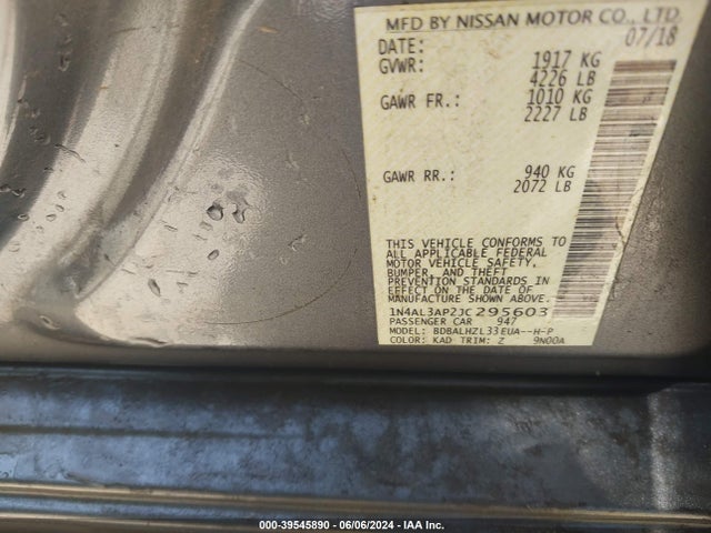 Nissan Altima 2.5 Sr 2018 1N4AL3AP2JC295603 Image 9