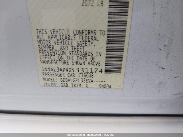 Nissan Altima 2.5 S 2016 1N4AL3AP4GN331174 Image 9