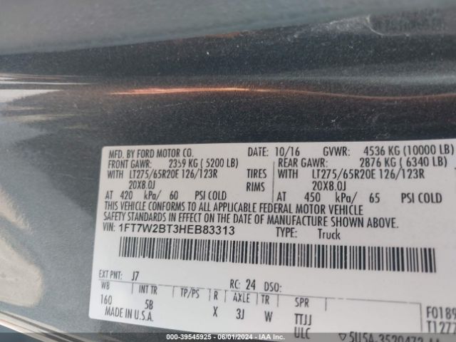1FT7W2BT3HEB83313 Ford F-250 Lariat