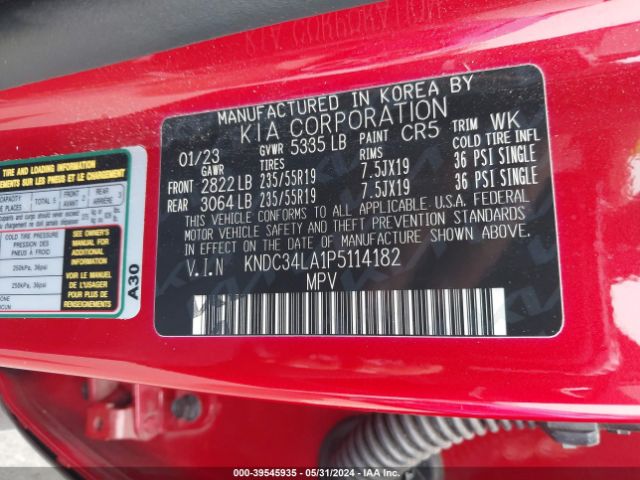 KNDC34LA1P5114182 KIA Ev6 Wind
