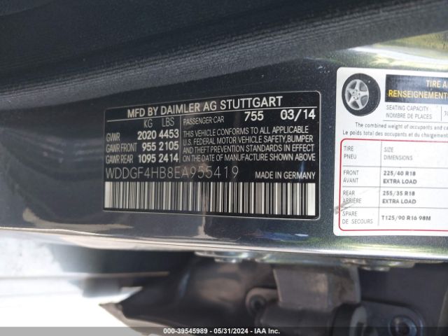 WDDGF4HB8EA955419 Mercedes-Benz C 250 Luxury/sport