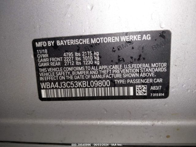 WBA4J3C53KBL09800 BMW 430i Gran Coupe Xdrive