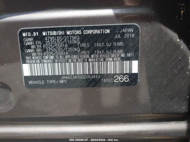 JA4AZ3A30GZ063443 Mitsubishi Outlander Se