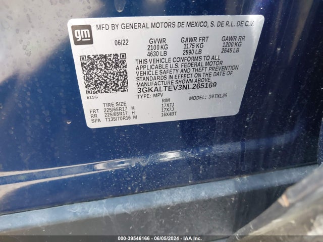3GKALTEV3NL265169 GMC Terrain Awd Sle