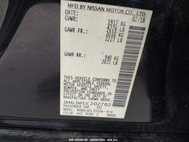 Nissan Altima 2.5 Sr 2018 1N4AL3AP1JC202702 Image 9