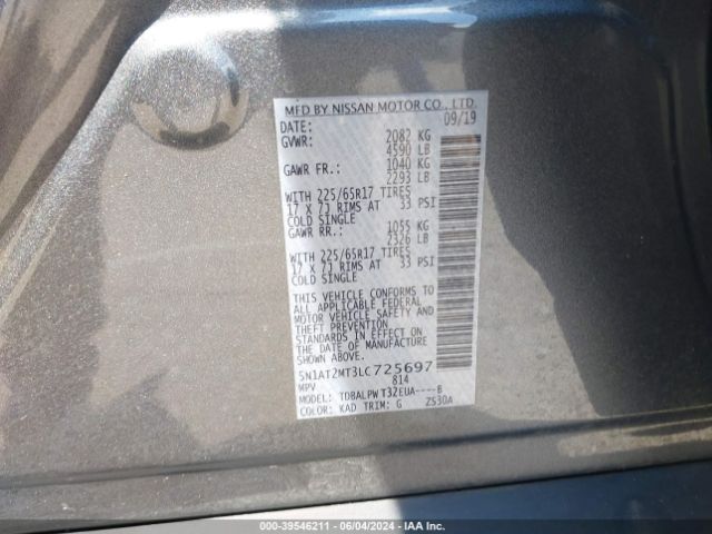 5N1AT2MT3LC725697 Nissan Rogue S Fwd