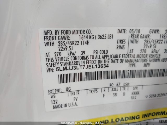 5LMJJ3LT7JEL13634 Lincoln Navigator L Reserve