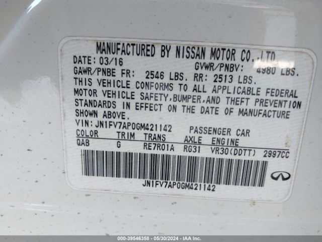 JN1FV7AP0GM421142 Infiniti Q50 3.0t Red Sport 400