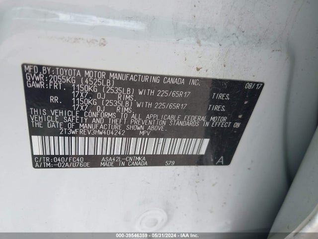 Toyota Rav4 Xle 2017 2T3WFREV3HW404242 Image 9