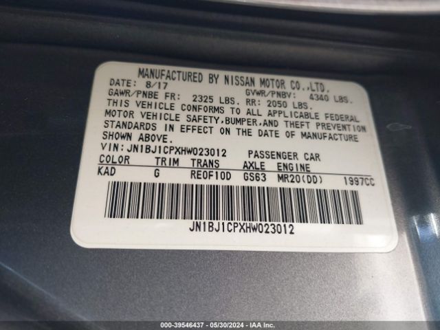 JN1BJ1CPXHW023012 Nissan Rogue Sport Sv