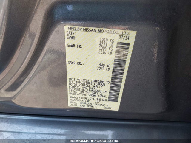 Nissan Altima 2.5 S 2014 1N4AL3AP9EC283664 Image 9