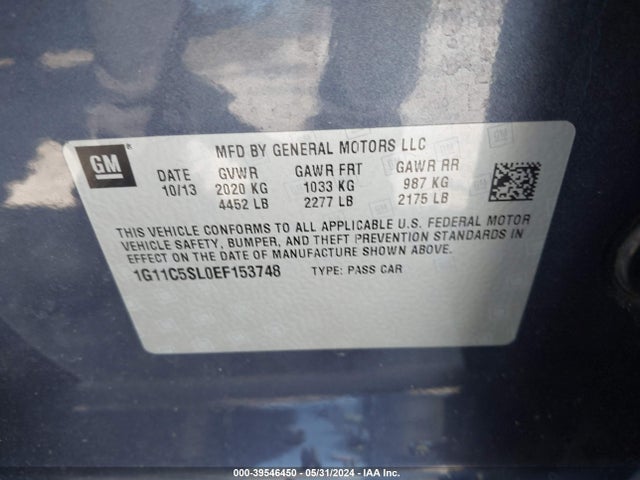 Chevrolet MALIBU 1LT 2014 1G11C5SL0EF153748 Image 9