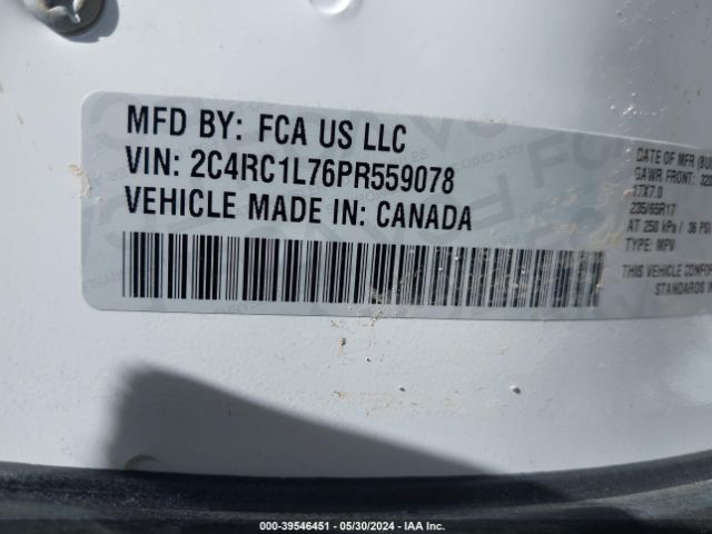 2C4RC1L76PR559078 Chrysler Pacifica Hybrid Touring L