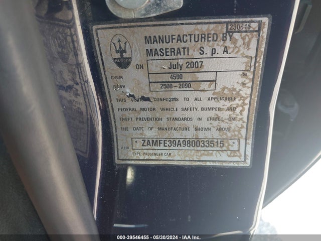 39546455 :رقم المزاد ، ZAMFE39A980033515 vin ، 2008 Maserati Quattroporte Base Automatic/executive Gt Automatic/sport Gt S Automatic مزاد بيع