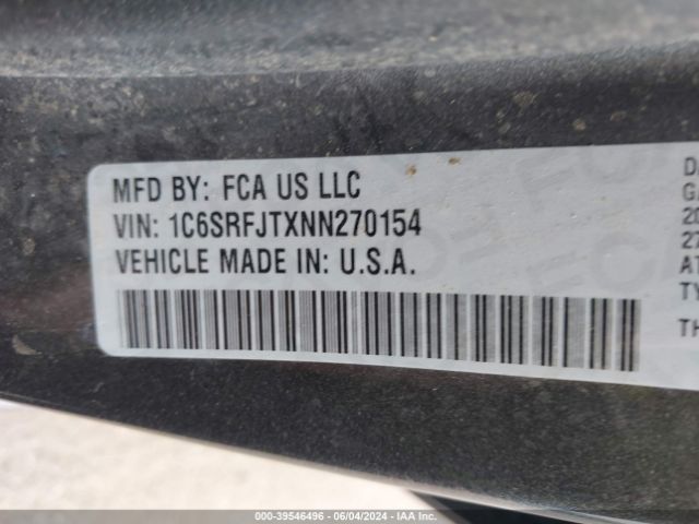 1C6SRFJTXNN270154 RAM 1500 Laramie  4x4 5'7 Box