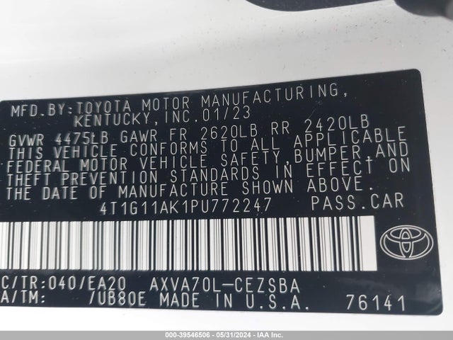 Toyota CAMRY SE 2023 4T1G11AK1PU772247 Image 9