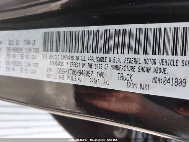 RAM 1500 Longhorn  4x4 5'7 Box 2019 1C6SRFKT0KN840057 Image 9
