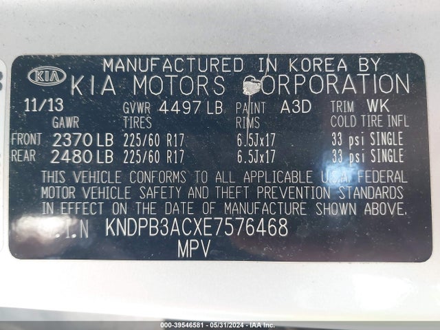 KIA Sportage Lx 2014 KNDPB3ACXE7576468 Image 9