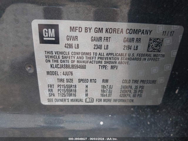 KL4CJASB8JB594660 Buick Encore Preferred