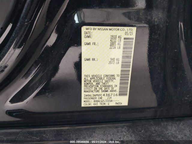 1N4AL3APXFC436716 Nissan Altima 2.5/2.5 S/2.5 Sl/2.5 Sv