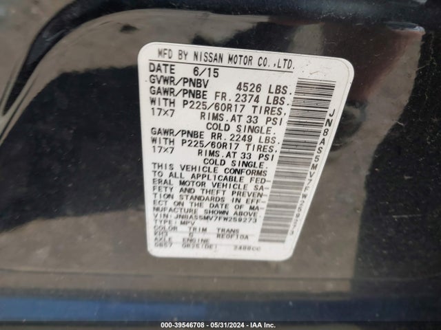 Nissan Rogue Select S 2015 JN8AS5MV7FW259273 Image 9