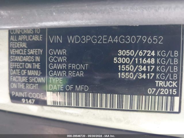 WD3PG2EA4G3079652 Mercedes-Benz Metris