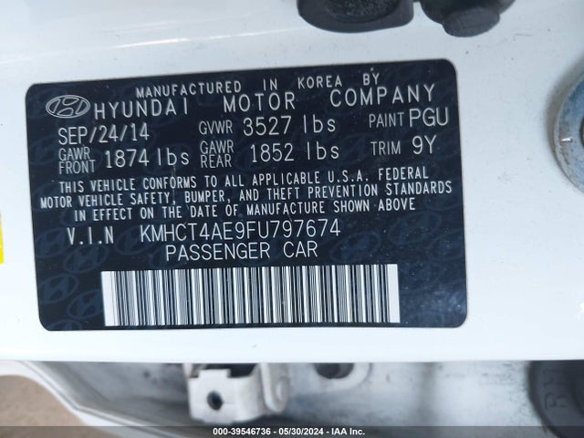 Hyundai ACCENT GLS 2015 KMHCT4AE9FU797674 Image 9