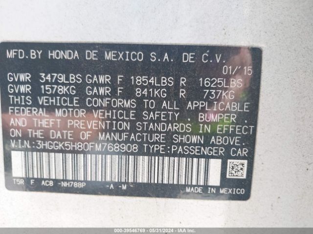 3HGGK5H80FM768908 Honda Fit Ex/ex-l