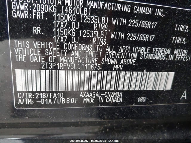 Toyota Rav4 Xle 2020 2T3P1RFV5LC110675 Image 9