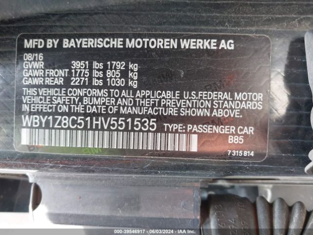 WBY1Z8C51HV551535 BMW I3 94 Ah W/range Extender