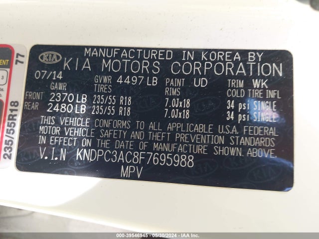 KIA Sportage Ex 2015 KNDPC3AC8F7695988 Image 9