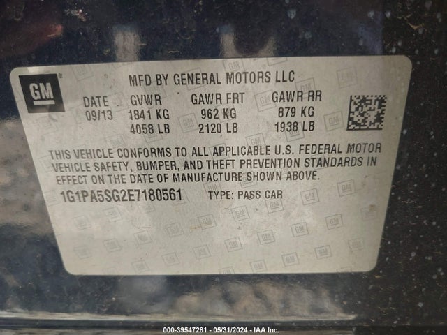 Chevrolet Cruze Ls Auto 2014 1G1PA5SG2E7180561 Image 9