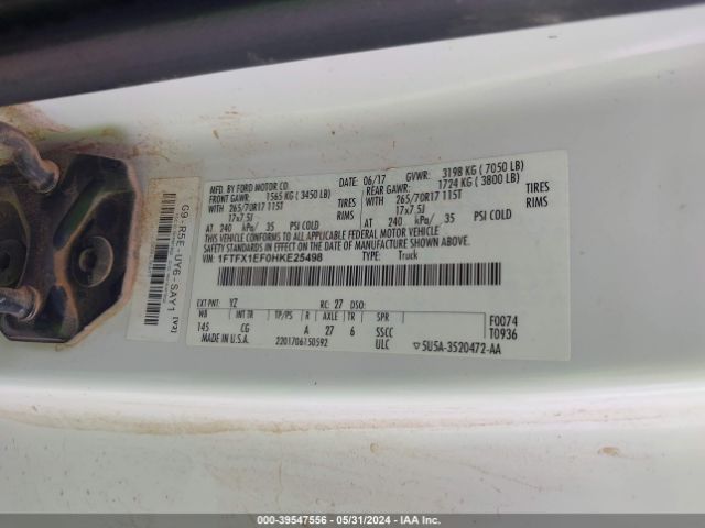 1FTFX1EF0HKE25498 Ford F-150 Xl
