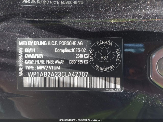 2012 PORSCHE CAYENNE WP1AB2A23CLA42707 Photo 8