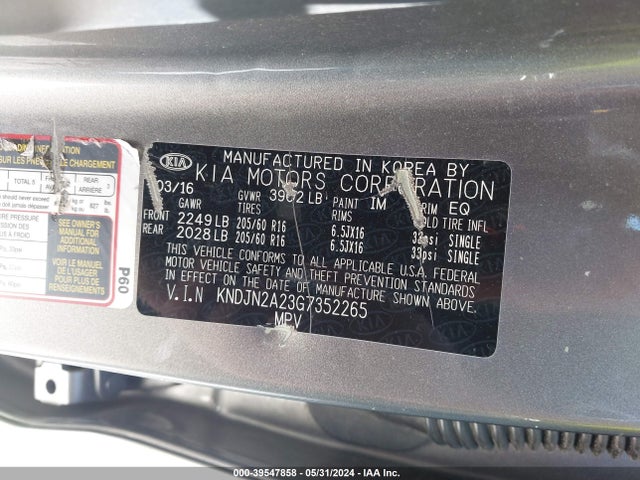 KIA Soul 2016 KNDJN2A23G7352265 Image 9