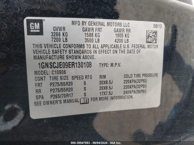 Chevrolet Suburban 1500 Lt 2014 1GNSCJE09ER130108 Image 9