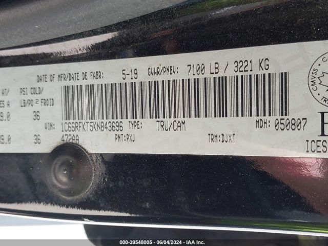 1C6SRFKT5KN843696 RAM 1500 Laramie Longhorn